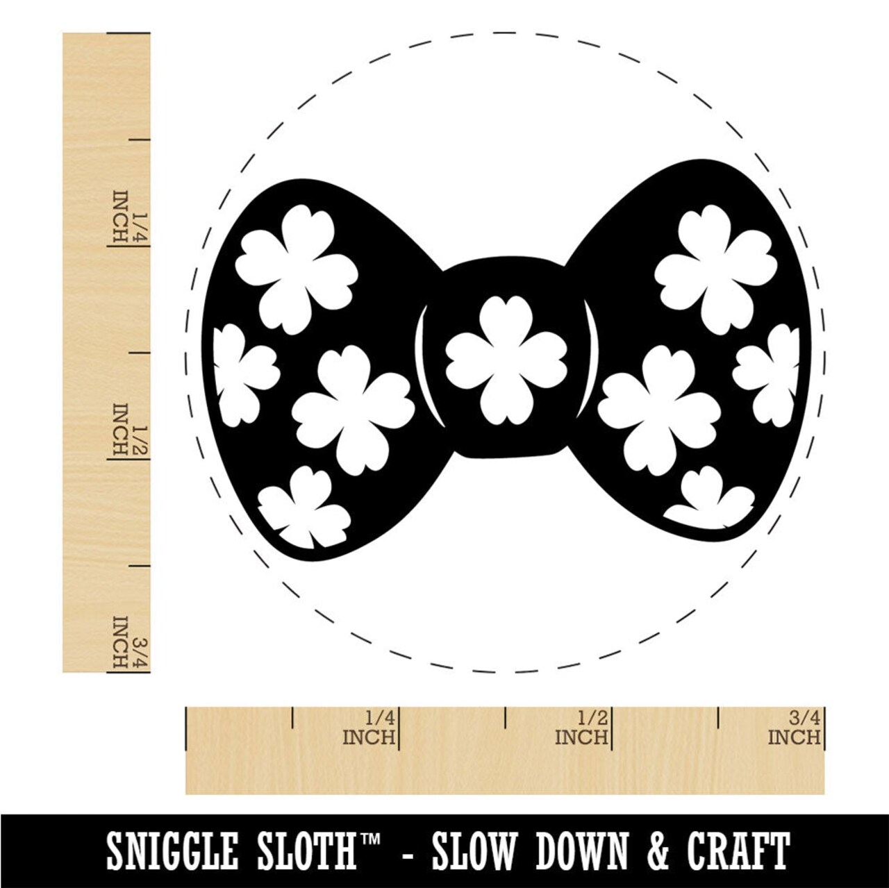 Shamrock Clover Bow Tie Saint Patricks Day Rubber Stamp for Stamping Crafting Planners